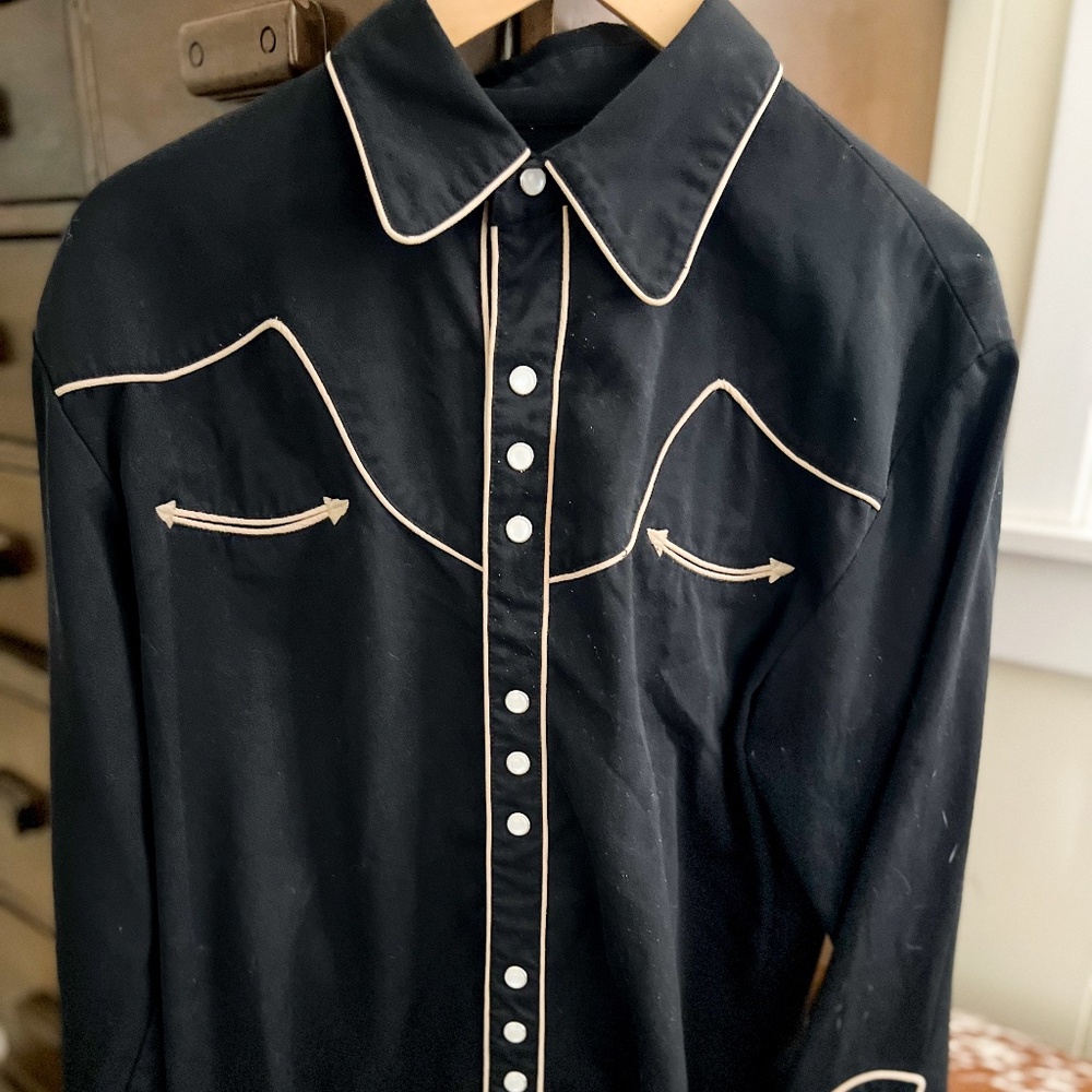 Scully Piped Vintage Western Diamond Long Sleeve Pearl Snap Shirt